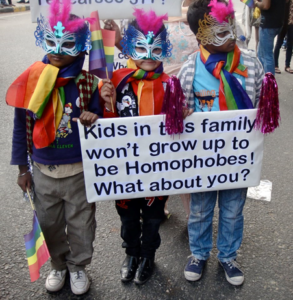 Participants wearing mask at the 2011 Delhi Queer Pride. Photo © Ingrid Therwath